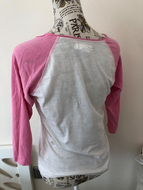 158/164 růžovo-bílé tričko 3/4 rukáv, h&m,158