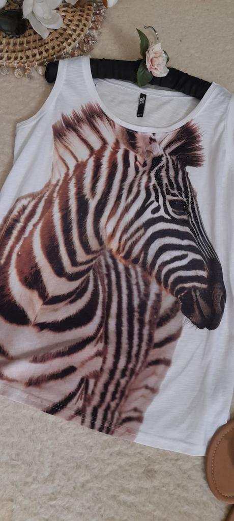 Zebra bílý letní top maxi blue, 42