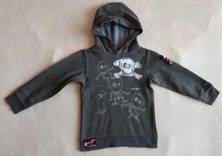 Dětská khaki mikina s lebkama, halloween, vel.110, 104