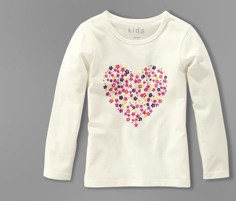 2-pack dívčí trika tchibo smetanové + pruhované, tchibo,110 / 116