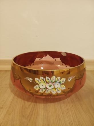 Růžové borské sklo - mísa, 