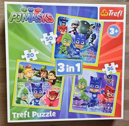 Puzzle pyžamasky, pj masks 3 v 1, trefl, 3+,