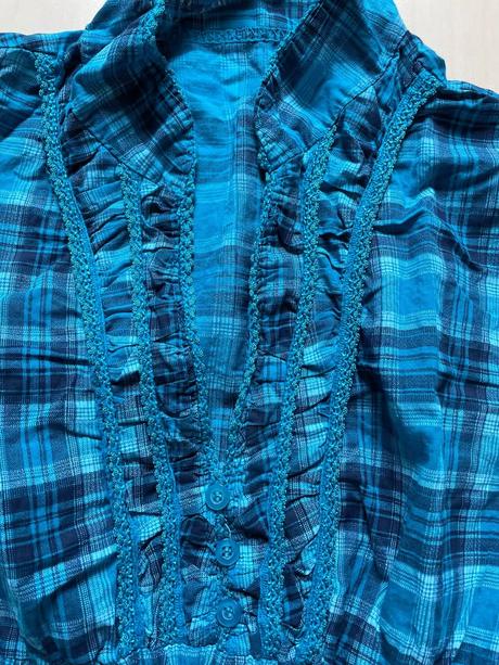 Modrá káro halenka, vel neuvedena cca s/m, itálie, m