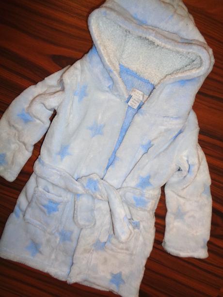 Luxusní měkoučký flízový modrobílý župan, primark,86