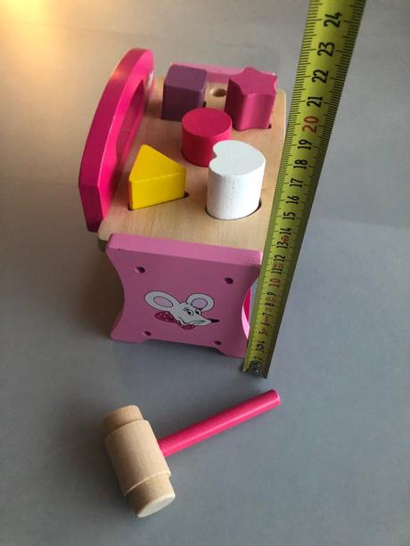 Dřevo růžová zatloukačka s myškou zn.woody, 