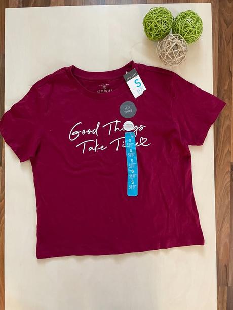 Nové vínové triko good things, vel s, primark, primark,s