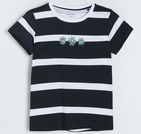 Pruhované tričko námořnické s kytičkami vel. 134, reserved,134