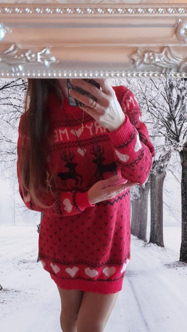 Shein vánoční svetrové šaty se soby, l