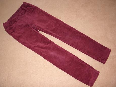 Vínové dívčí úzké manžestráky zn. h&m vel.128, h&m,128