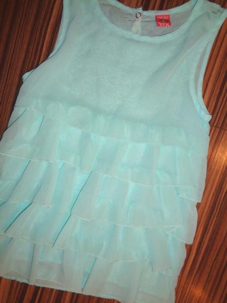 Luxusní mentolový volánový top 146/152, 146