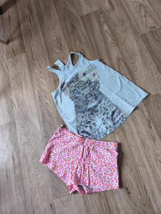 Letní pyžamo leopard h&m 122/128, h&m,128