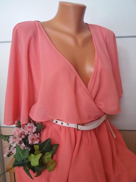 Krásný šifónový overal lososový, m