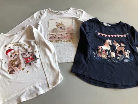 2trika zajíček jednorožec kouzel les 116cm 4-6let, h&m,110