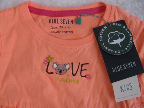 Oranžové bavlněné šaty se zlatým nápisem, 98