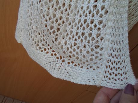 Bílý krajkový háčkovaný pletený svetr kardigan, s