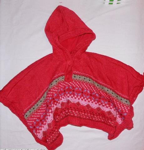 G167. pletené pončo, podšité flísem 4 roky, 104