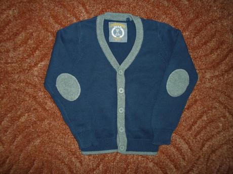 Modrý šedý svetr svetřík knoflíčky, dopodopo,104