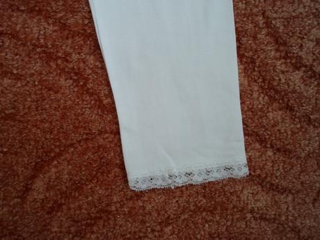 Bílé 3/4 legíny s krajkou, h&m,146