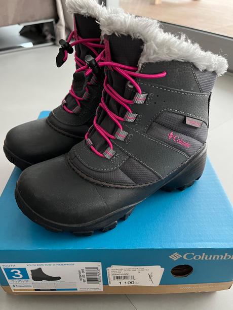 Sněhule columbia zateplen.šedorůžová 34 waterproof, columbia,34