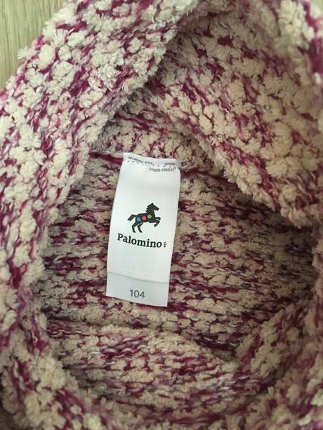 Růžovo-bílý žinylkový svetr (vel. 104), palomino,104