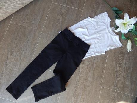 Černe kalhoty  - top stav, 128