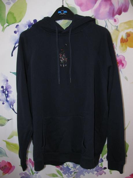 Chlapecká,pánská modrá bavlněná mikina s kapucí, ralph lauren,xl