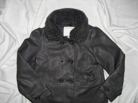 Bombastická šedá koženková bunda, vertbaudet,104