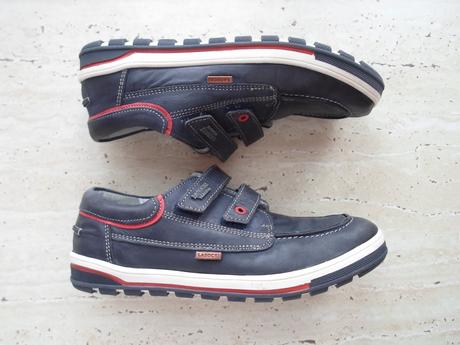 Modré boty polobotky kožené, lasocki,35