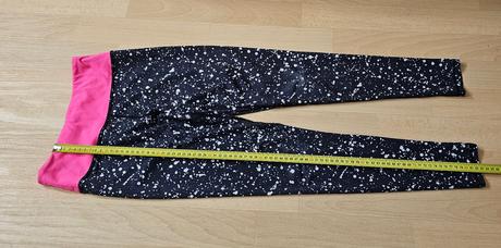 Legíny sportovní černé s růzovým pasem hm, h&m,146