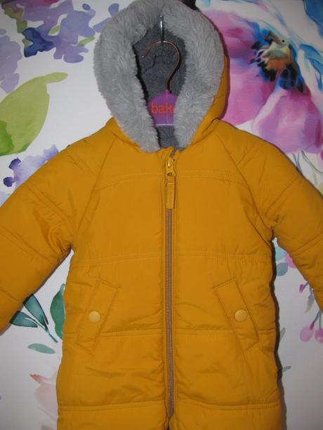 Kojenecká zimní kombinéza s kapucí hořčicové barvy, george,68