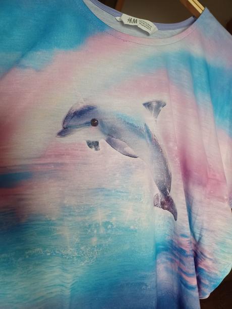 Duhové tričko delfín h&m 134/140, h&m,140