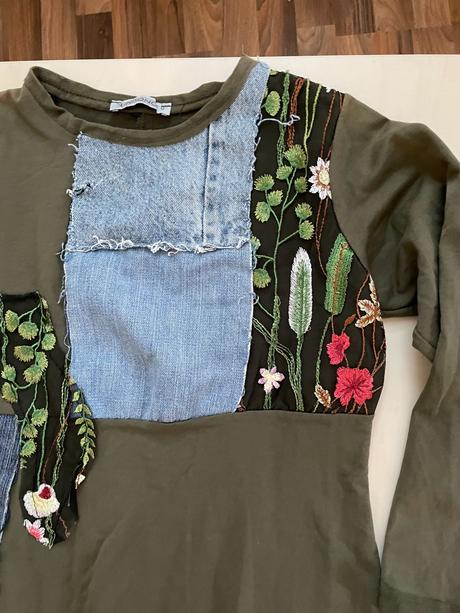 Khaki vintage šaty či tunika, vel cca s/m,měřte, u, s