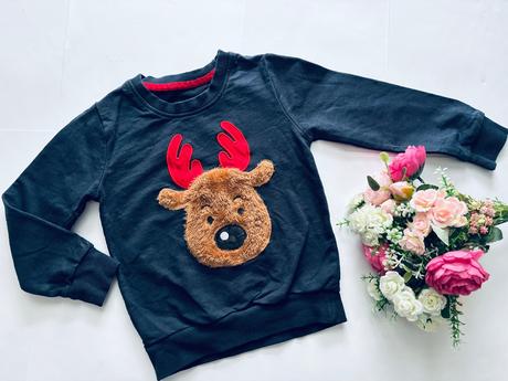 K1/ mikina  vánoční modré barvy - v.cca 2/3 roky, 92