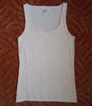 Růžové krajkové tričko tílko růžový top amisu, amisu,m