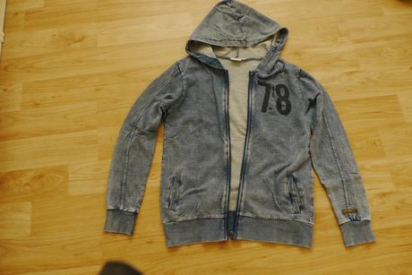 Mikina s kapucou dzinove barvy 146/152, 146