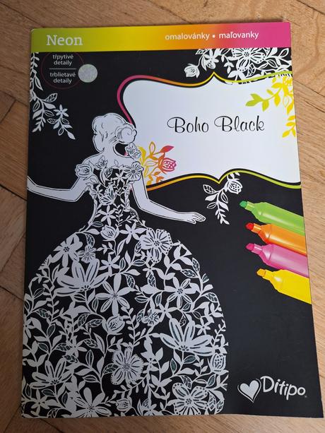 Omalovánky neon boho black.  nepoužité., 