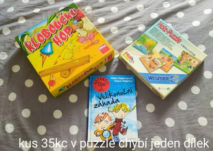 Hra, puzzle, kniha,