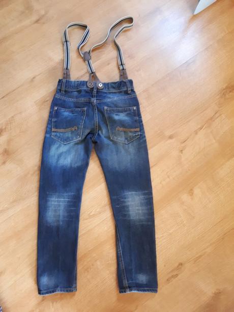 Bezva dřené džíny rifle s kšandama, lindex,122