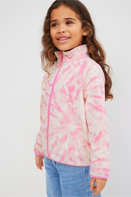 Fleecová batikovaná mikina h&m růžová vel. 98/104, h&m,98 / 104