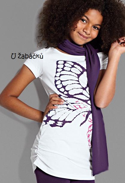 Motýlkové bílé tričko tchibo + šála vel. 110/116, tchibo,110 / 116