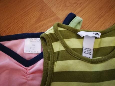 Tílko 2x - h&m zelené-proužky,  růžové v. 104, h&m,104