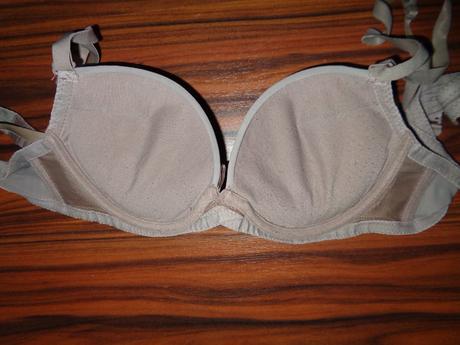 Hnědošedá pruhovaná podprsenka push-up- 90b, 90b