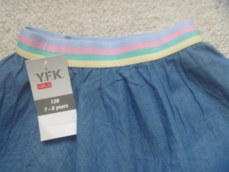 Nová modrá sukně zn. y.f.k. vel. 128, 128