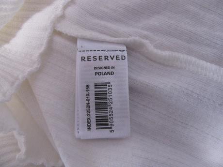 Bílé bavlněné řádkované tričko reserved, reserved,158