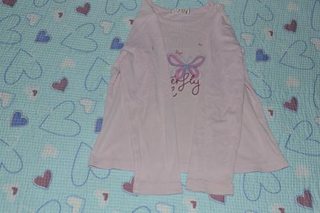 122 128 bavlněné růžové triko s motýlem dl. rukáv, george,128