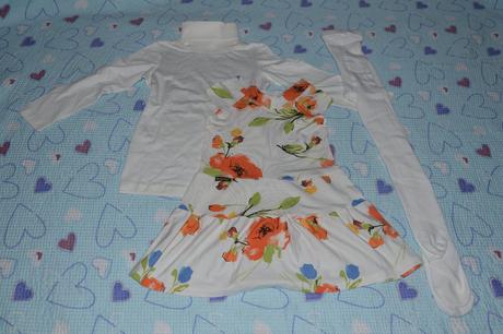 Slavnostní komplet, šaty, rolák, punčošky 110/116, dopodopo,110