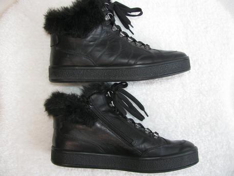 Černé kožené polokozačky s kožešinou geox, geox,38