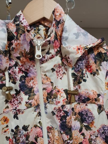 Lehká kytičková bunda parka větrovka, xs