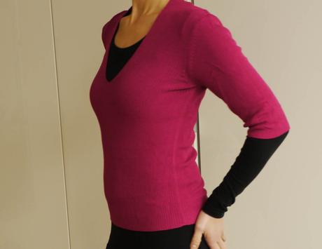 Benetton svetrik zebrovany fuchsiovy kratkym rukav, benetton,34