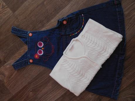 Džínové šaty a svetřík vel. 86/92 pro dvojčata, 92